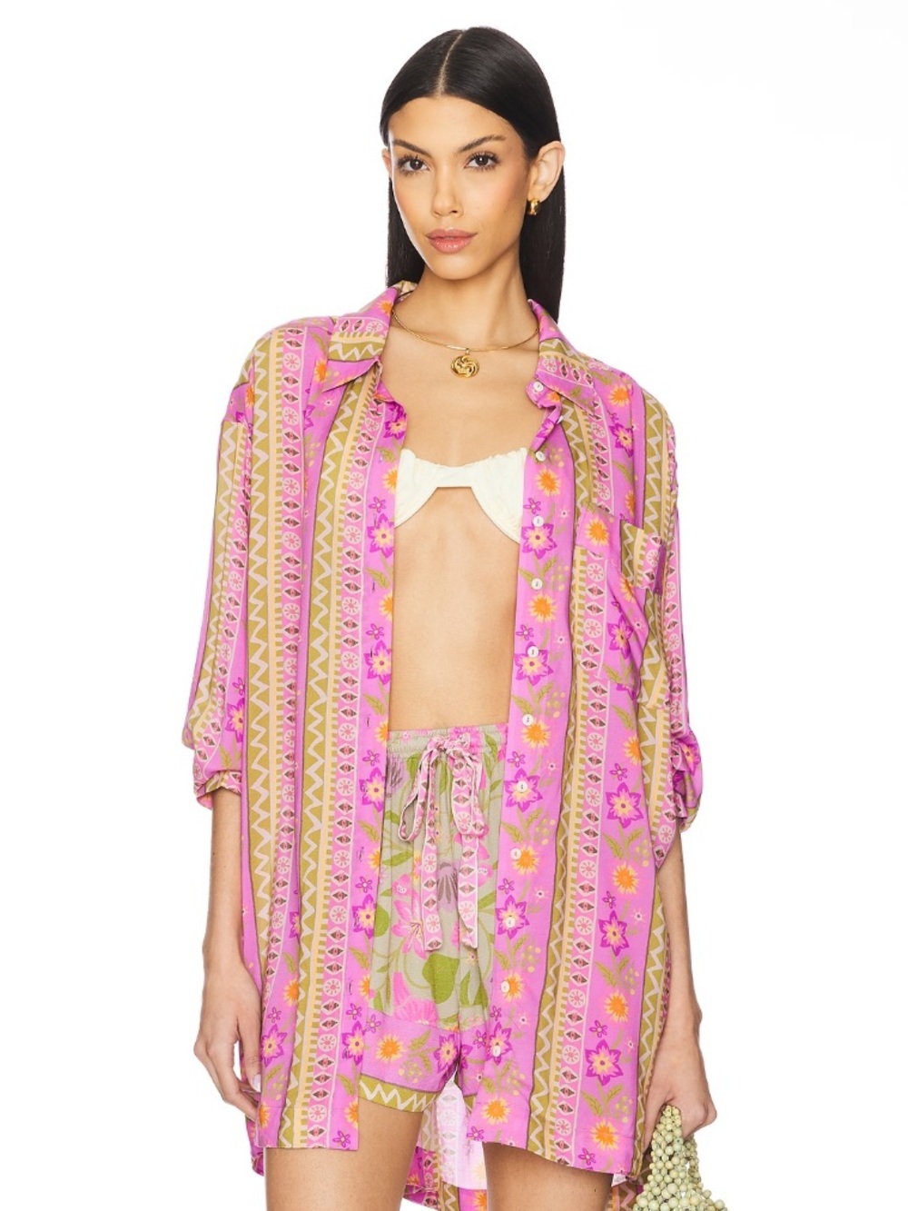 Spell x Free People Goldie Shirt in Desert Rose Button Up Revolve Size Small NEW